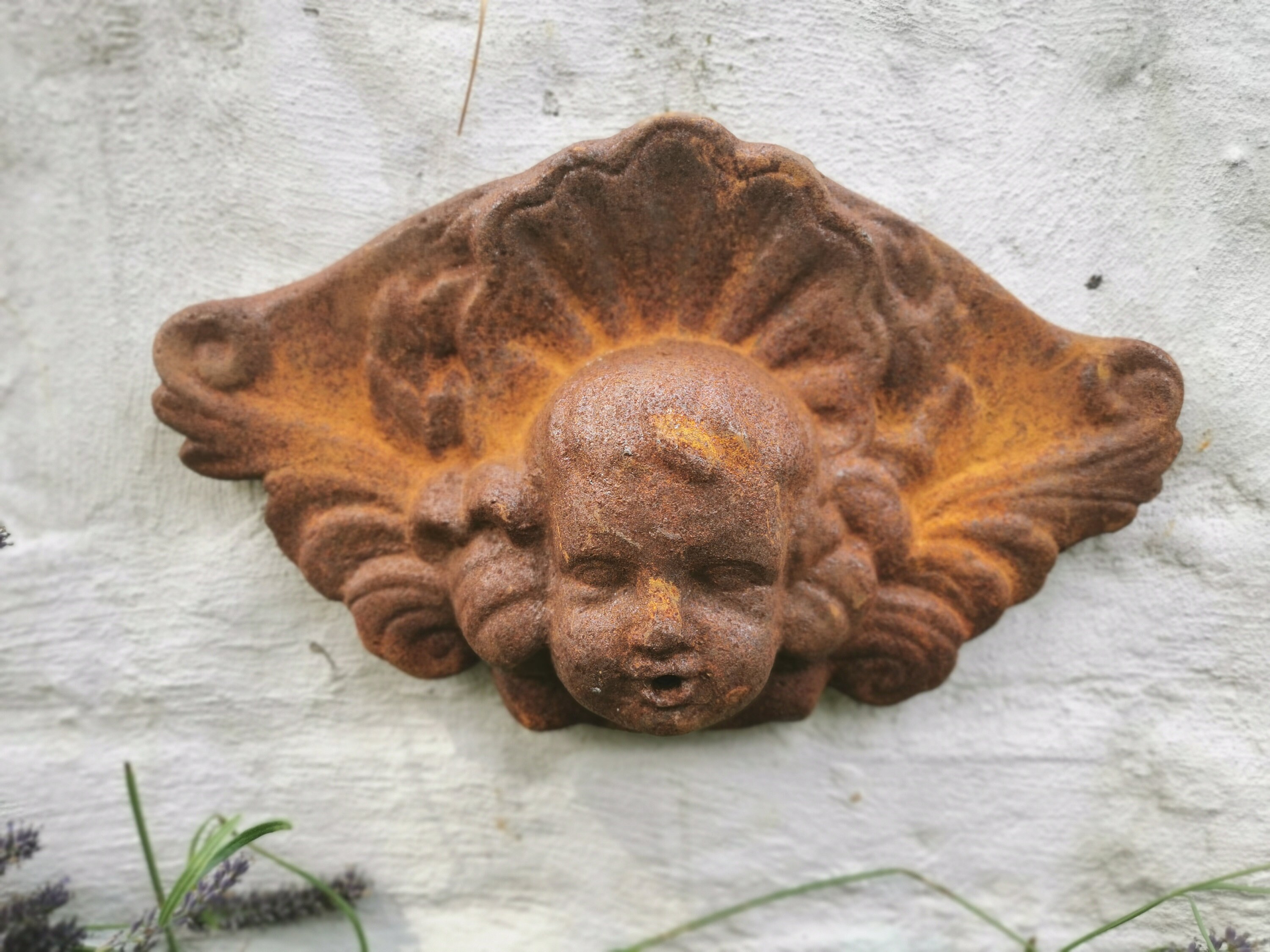 Beautiful garden ornament - Angel wall spitter - Antique garden ...