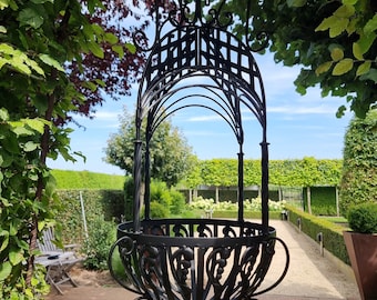 Beautiful wrought iron flower basket - Hanging flower basket - Garden decoration - black garden basket