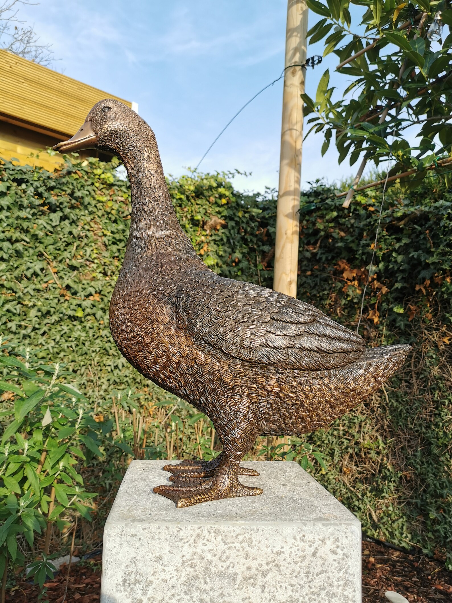 Large bronze goose Garden statue Bronze garden sculptures Etsy