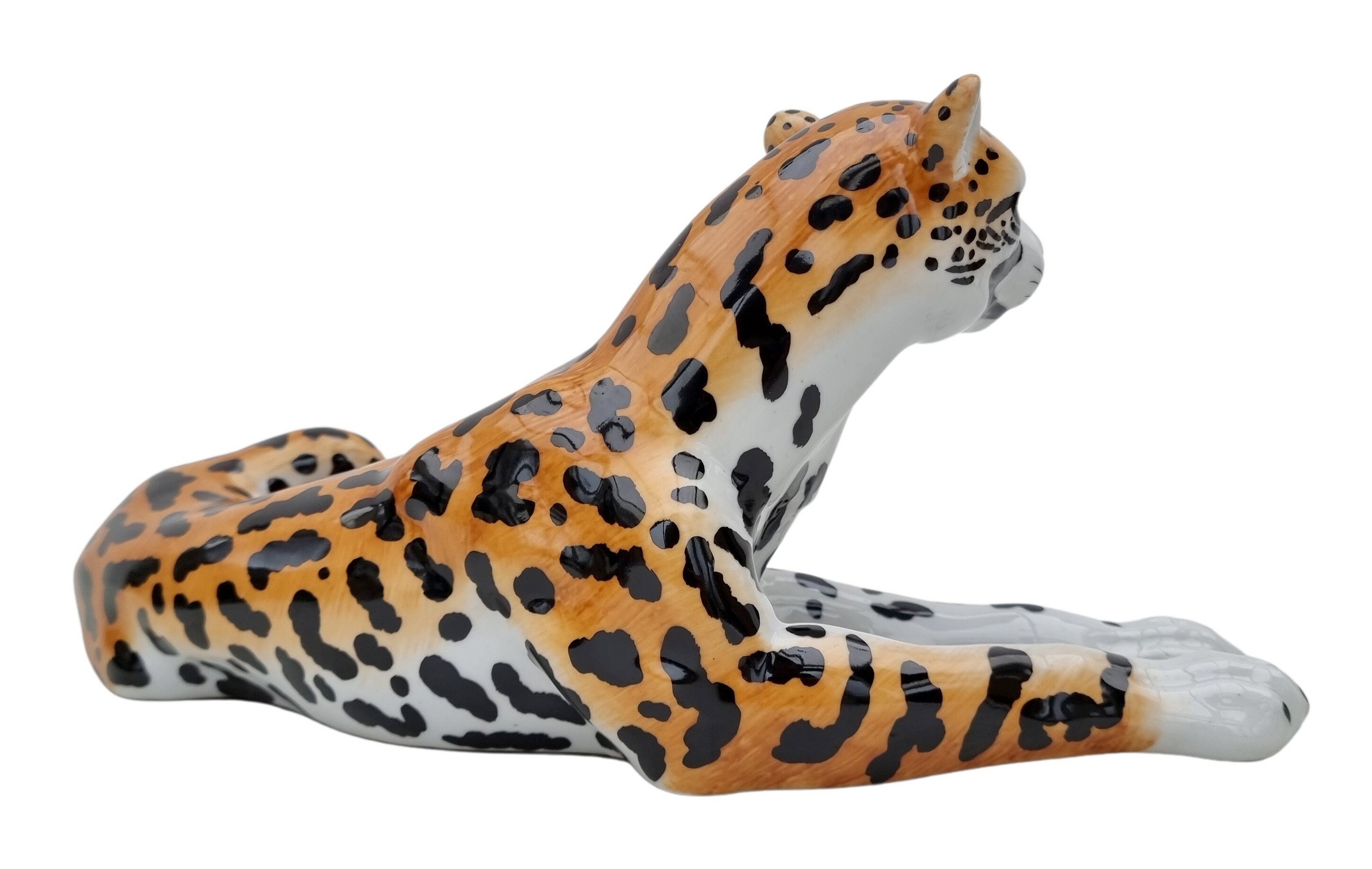 Large resting porcelain leopard Leopard statue Gift statue