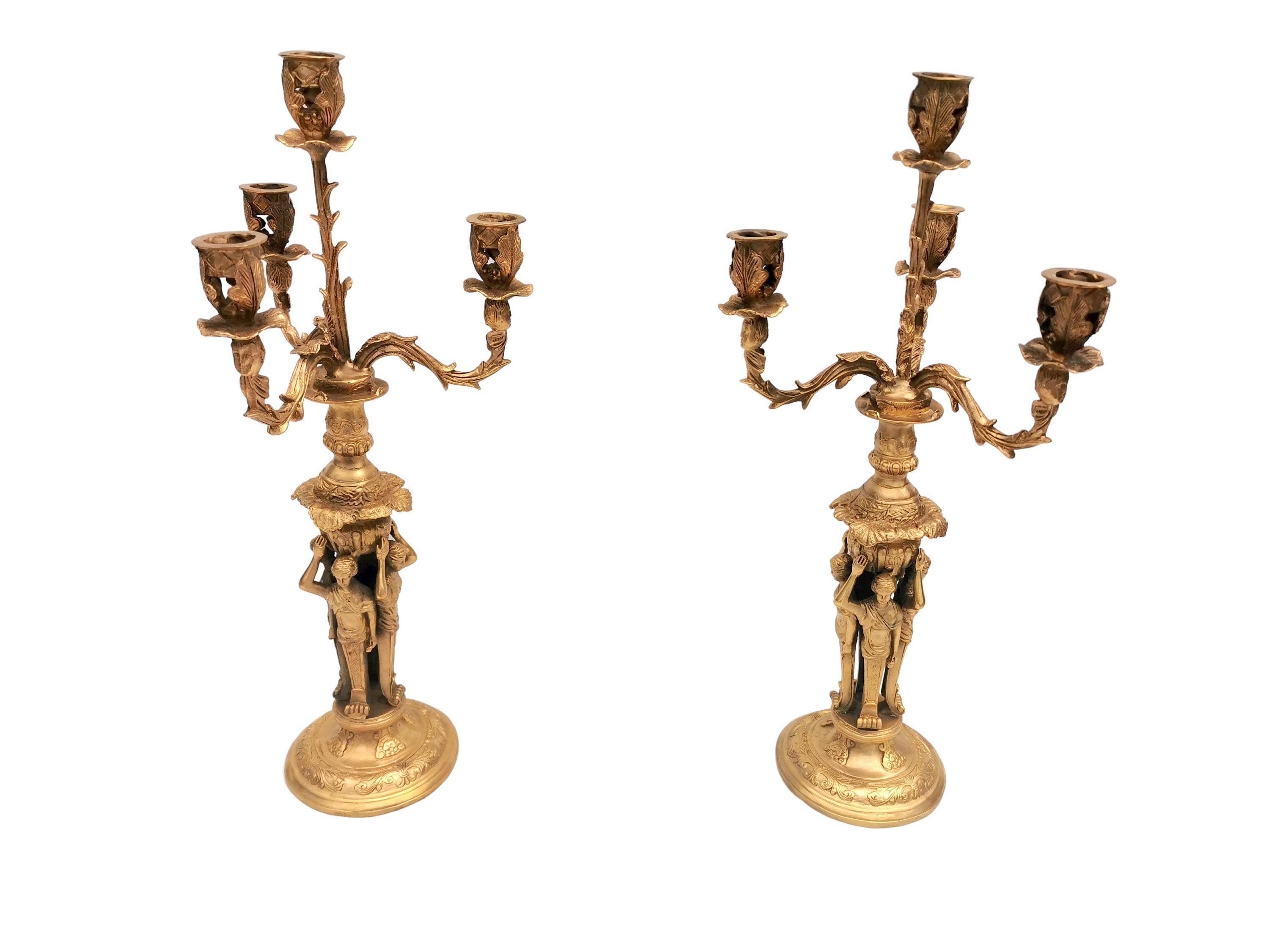 A pair of beautiful gilt bronze candelabra candle holders Antique style