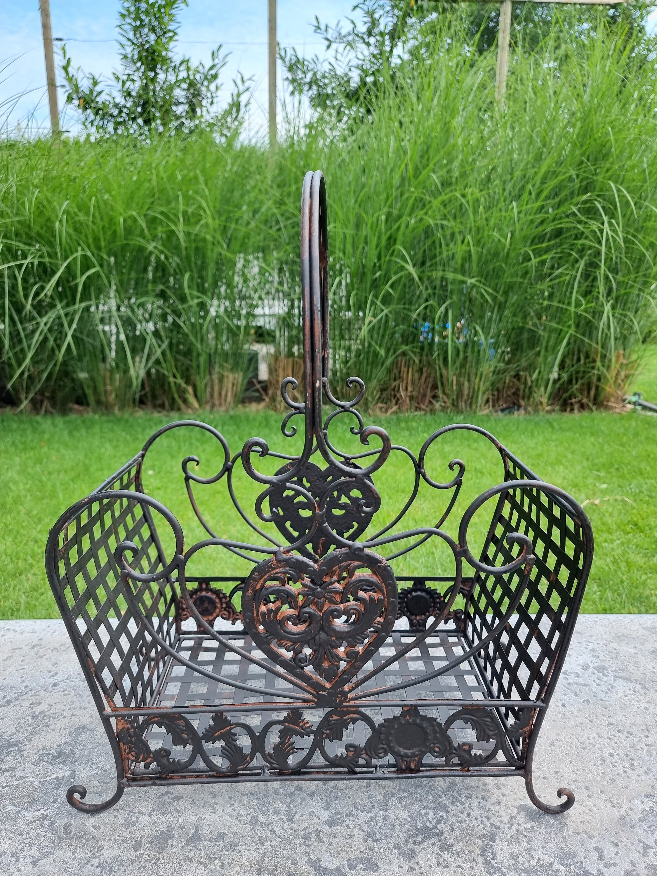 Wrought iron flower baskets - Brown garden baskets - cottage garden