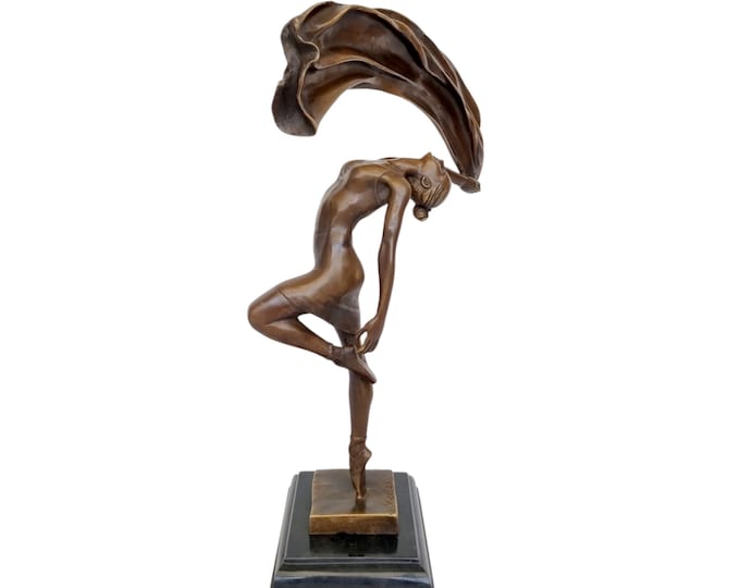 Bronze sculpture of a dancer - Vivid bronze art - Ballerina with cloth - Amazing elegant and stylish bronze artwork