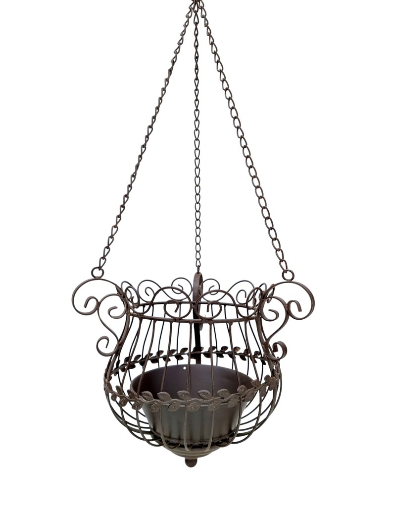 Beautiful Wrought Iron Flower Basket Hanging Flower Basket Etsy