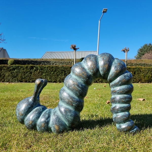 Large bronze caterpillar - Bronze garden sculptures - Bronze animals
