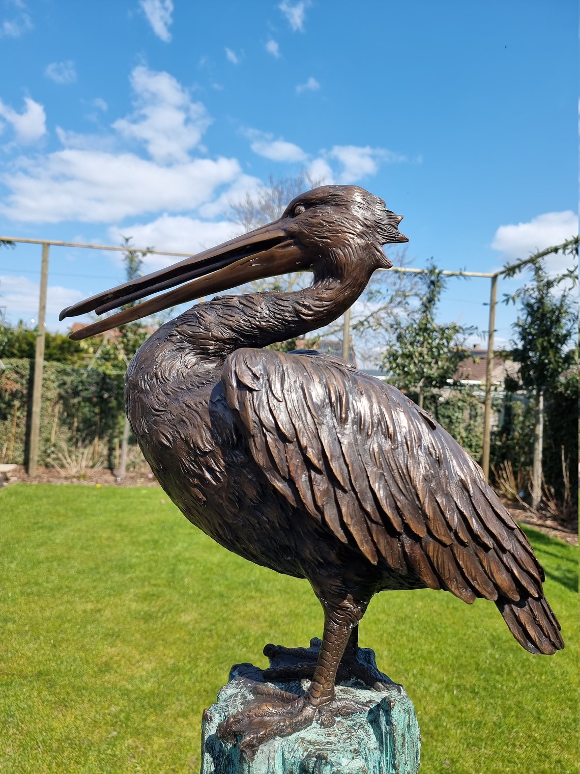Lifesize Pelican Bronze fountain Bronze garden sculptures Etsy