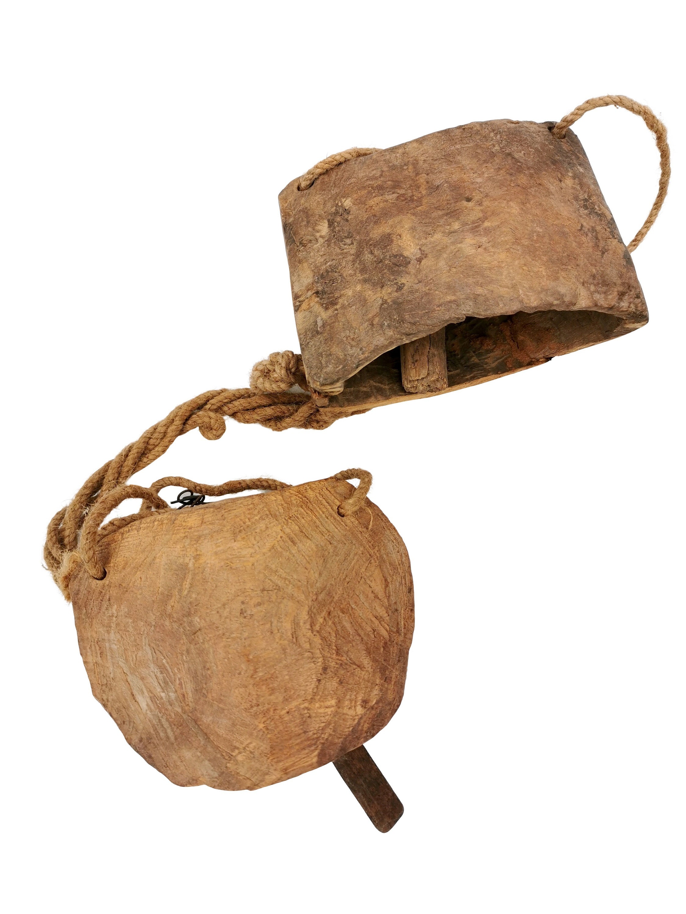 Antique cow bells - Lot of 9 pieces - Wooden cow bells and metal cow bells