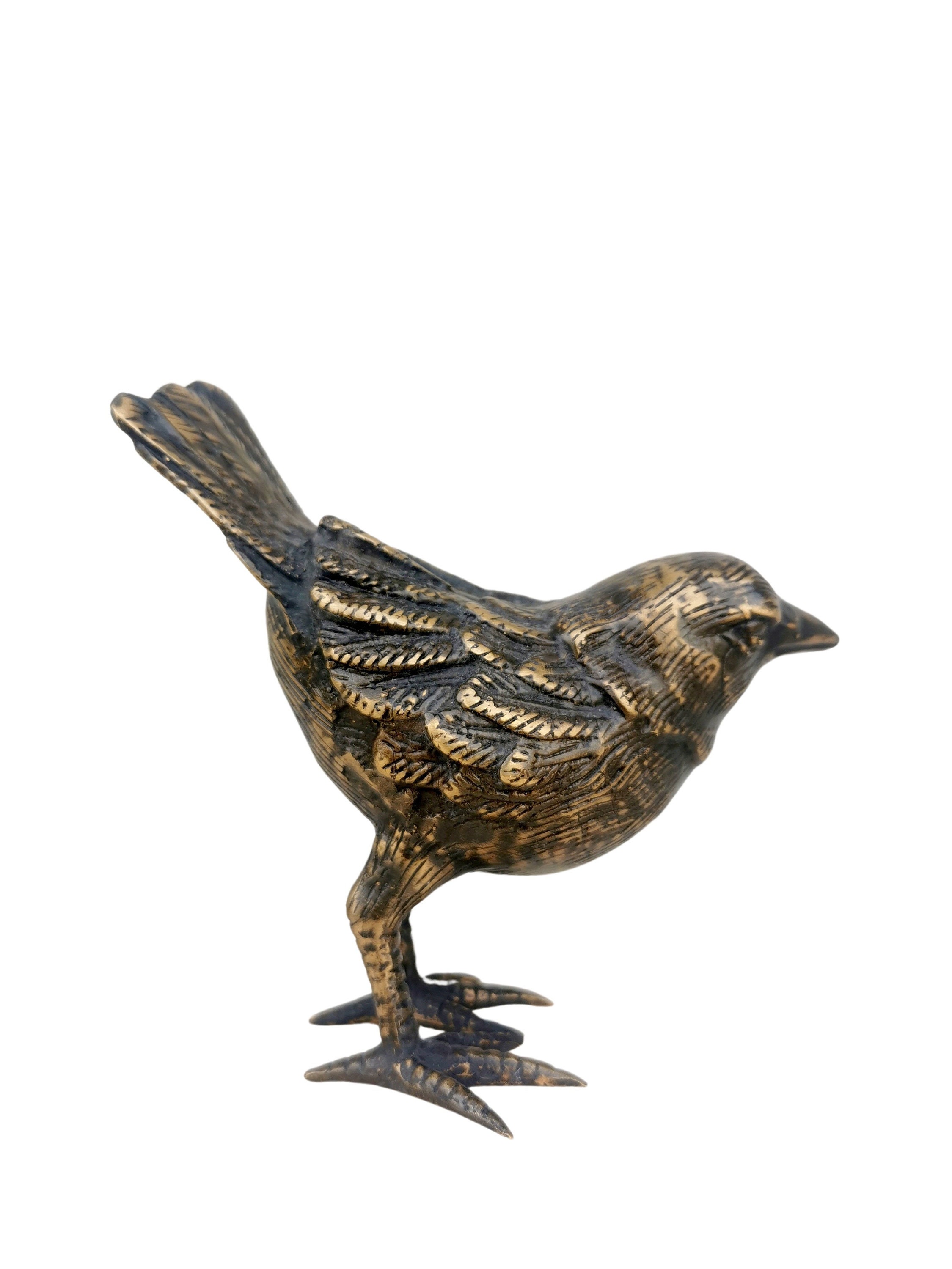 Pair of bronze birds Bird ornaments Easter decoration 2 tits