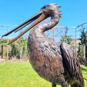 Life-size Pelican Bronze fountain Bronze garden sculptures Lawn art image 4