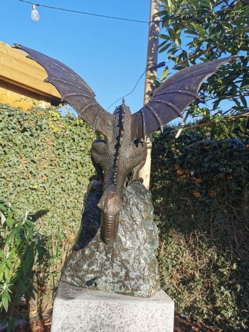 Large Bronze Dragon Garden Statue Fountain Garden Etsy