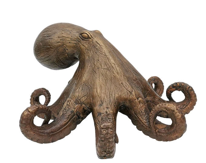 Lifelike Bronze Octopus  - Bronze Squid - Coastal decor