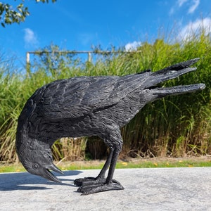 Bronze Crow - Lifelike Bronze Bird - Bronze Garden Sculptures - Garden Art