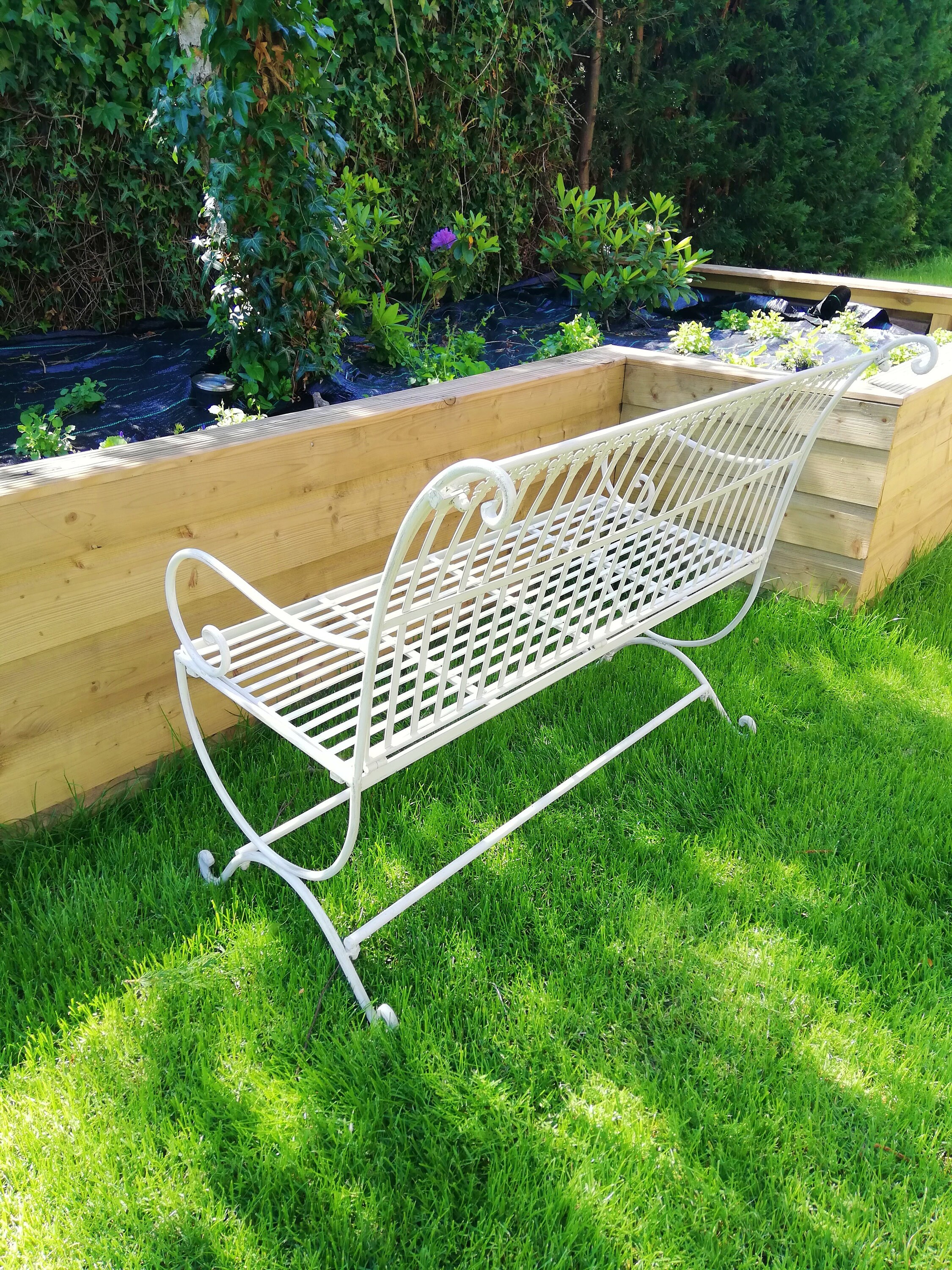 Wrought iron garden bench