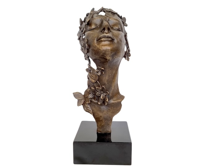 Surreal Bronze woman - Design with Butterflies - Modern Art Sculpture for Home Decor, Art Collectors, and Unique Gifts - Nature inspired art