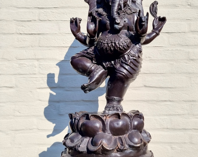 Large Vintage Bronze Ganesha - Nritya Ganapati - Dancing Ganesha - Bronze Garden Art - Garden Ganesha