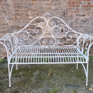 Wrought iron garden bench Patio bench Decorative garden bench image 2