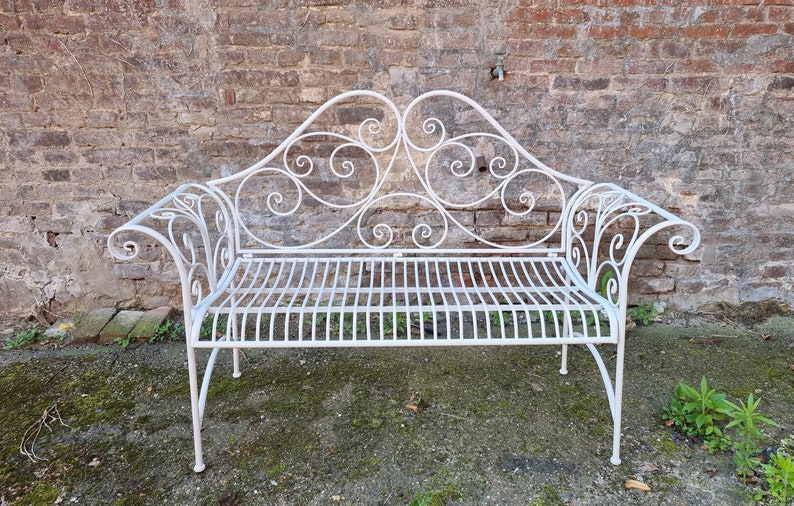 Wrought iron garden bench Patio bench Decorative garden bench image 2