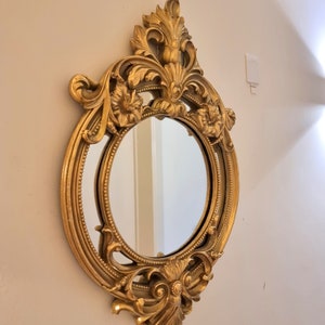 Recency  style wall mirror - Gold colored wall mirror - Mid century Cherub mirror