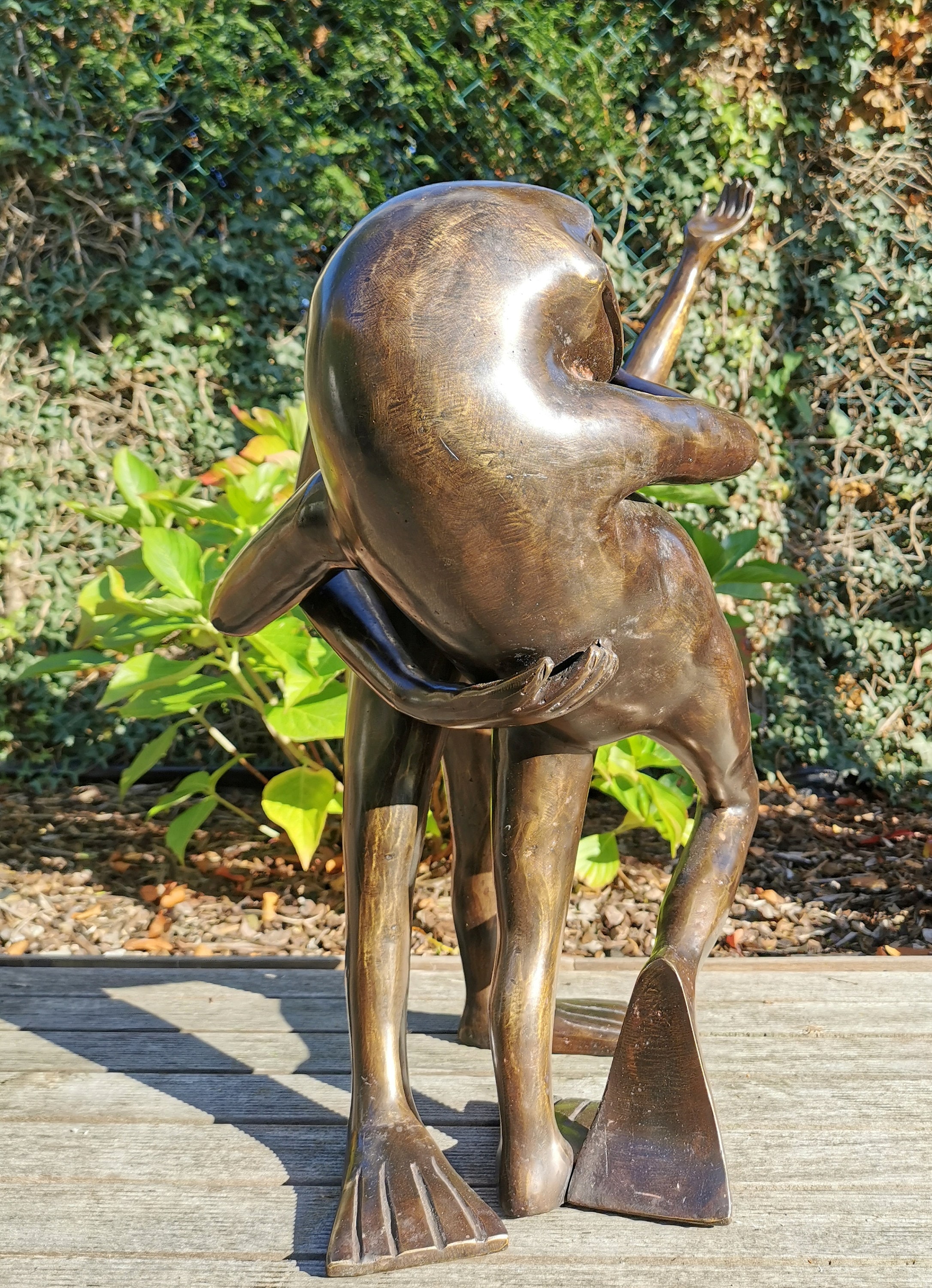 Couple of dancing frogs Bronze couple sculpture Tango dance art