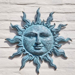 Bronze sun sculpture - Sun face - Bronze garden decor