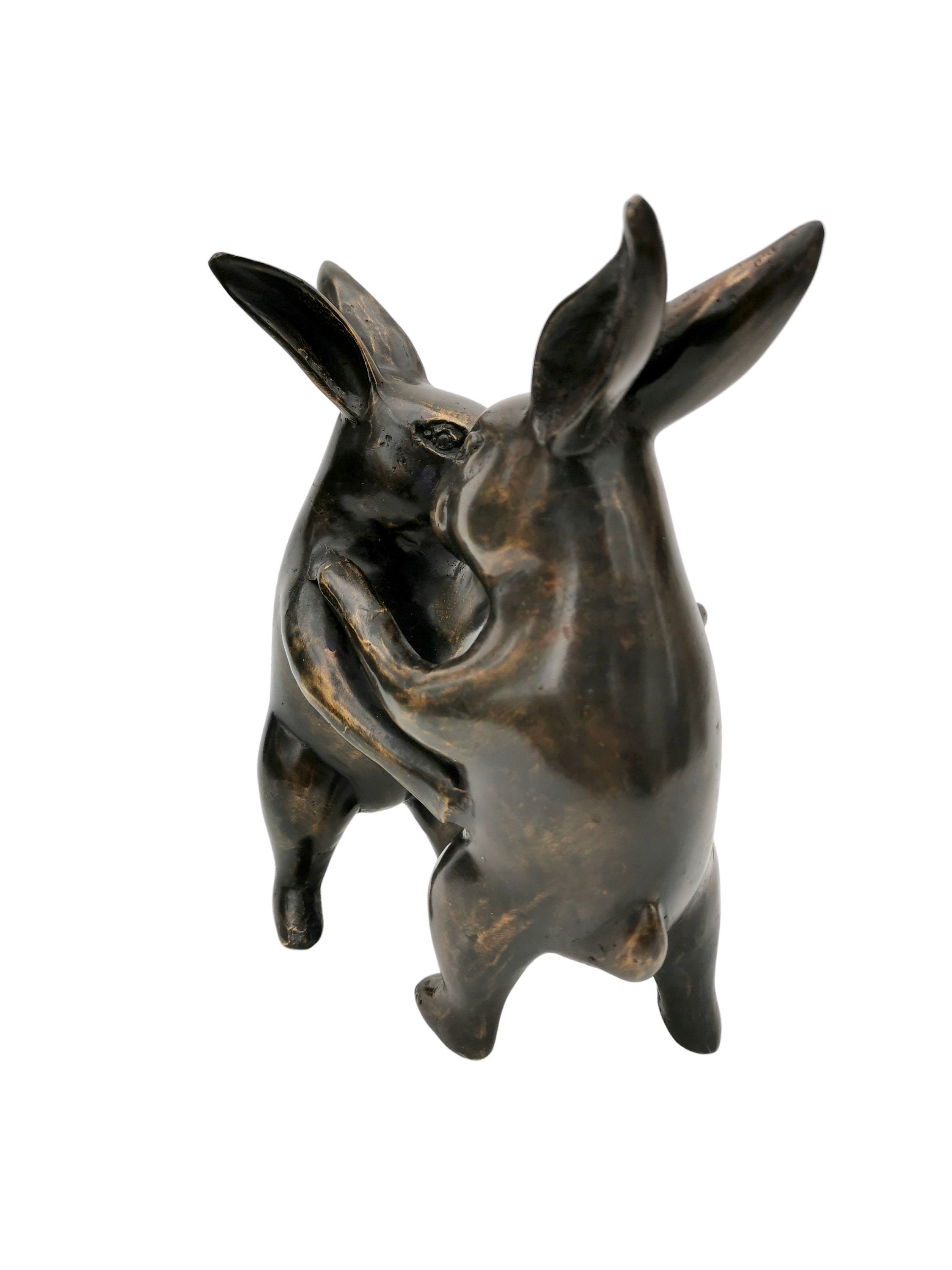 Dancing rabbits Bronze Rabbits in love