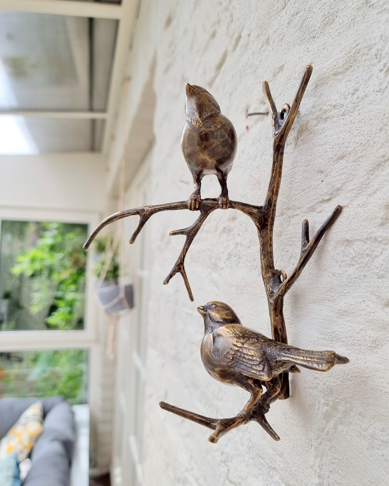 Bronze Wall Decor Birds on a Twig Wall Sculptures Etsy