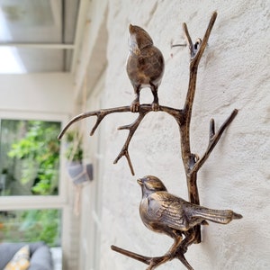 Bronze wall decor - Birds on a twig - Wall sculptures