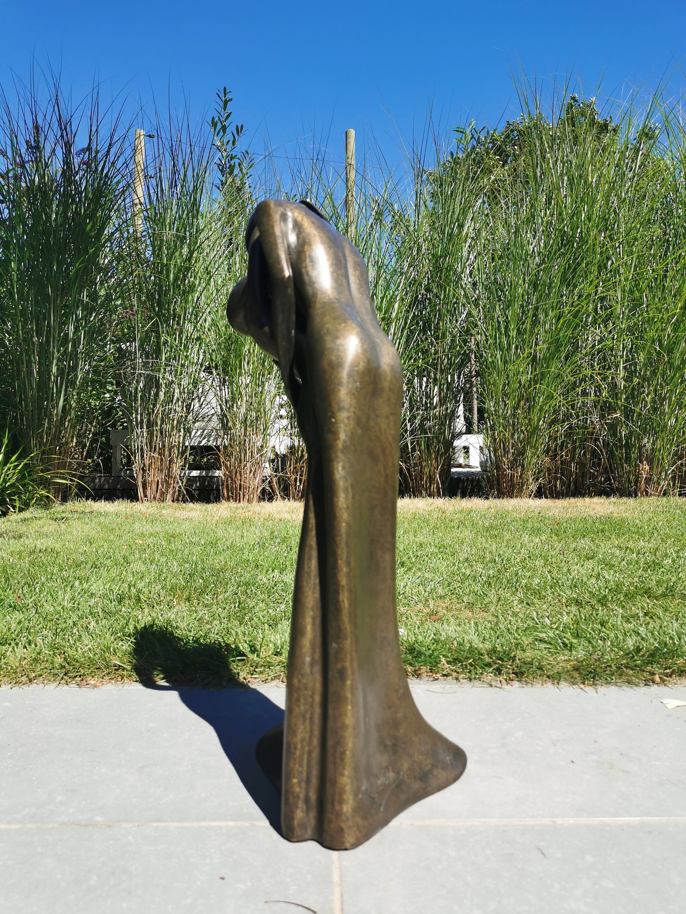 Couple embracing and kissing Bronze sculpture Large romantic sculpture