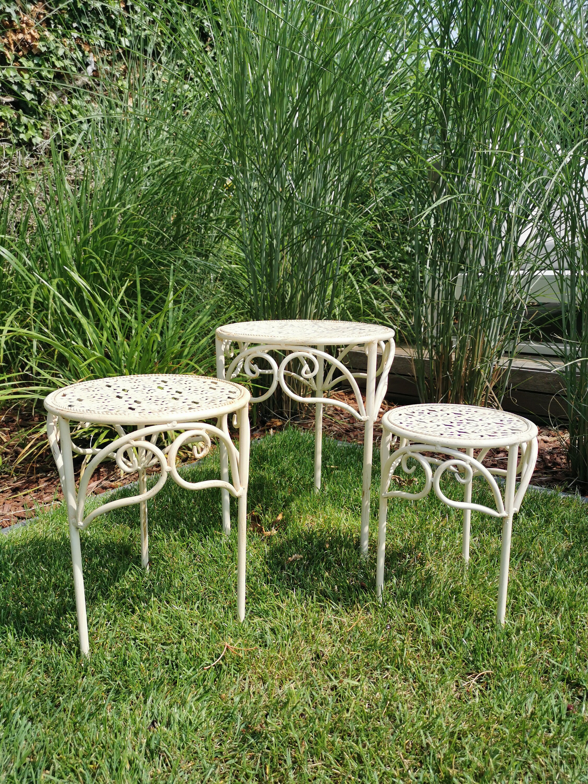 Three wrought iron flower tables garden tables decorative tables