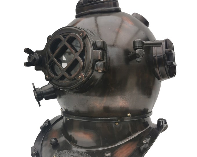 Diving Helmet - Antique model - Brass, Copper, Glass - US Navy replica