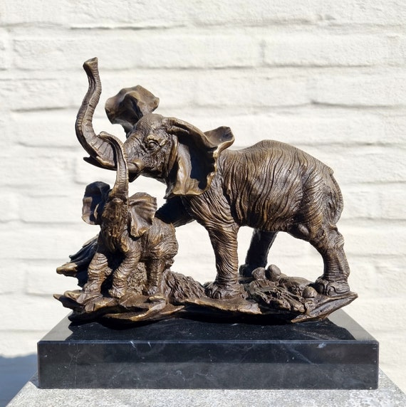 Eléphant au veau Sculpture en bronze Statues décoratives en bronze