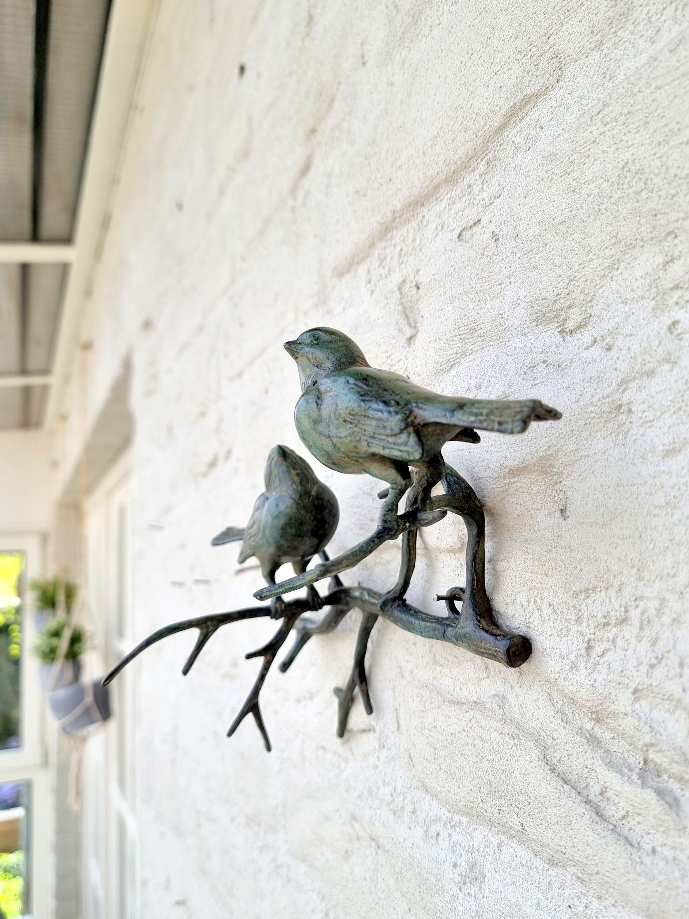 Bronze wall decor birds on a twig Wall sculptures