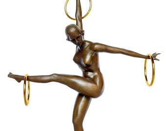 Bronze sculpture in Art Nouveau style - Female ring dancer - Hula hoop artist