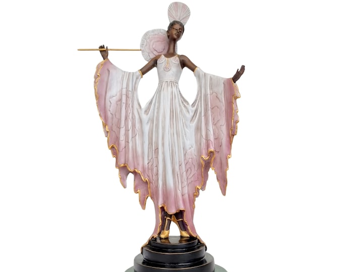 Beautiful eye-catcher in Art Nouveau style - Bronze dancer in Art Nouveau costume - Classical bronze art - graceful lady - Pink and gold art