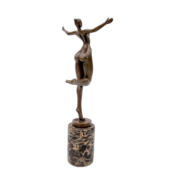 Bronzen kunstwerk van een vrolijke vrouw  - Statement - Bronzen dame - Bronzen cadeau figuren