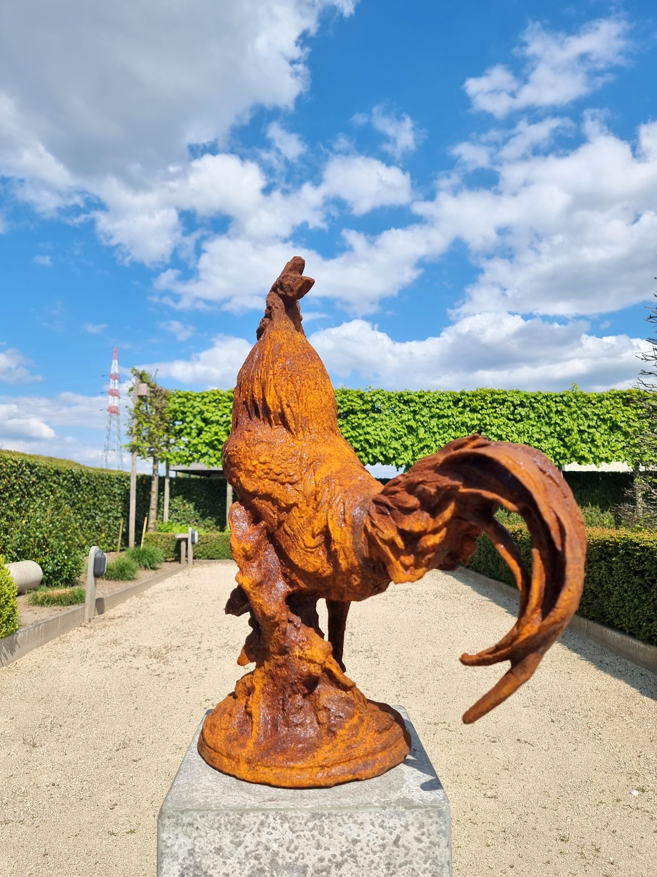 Large Cast iron rooster Garden statue Cast iron garden sculptures