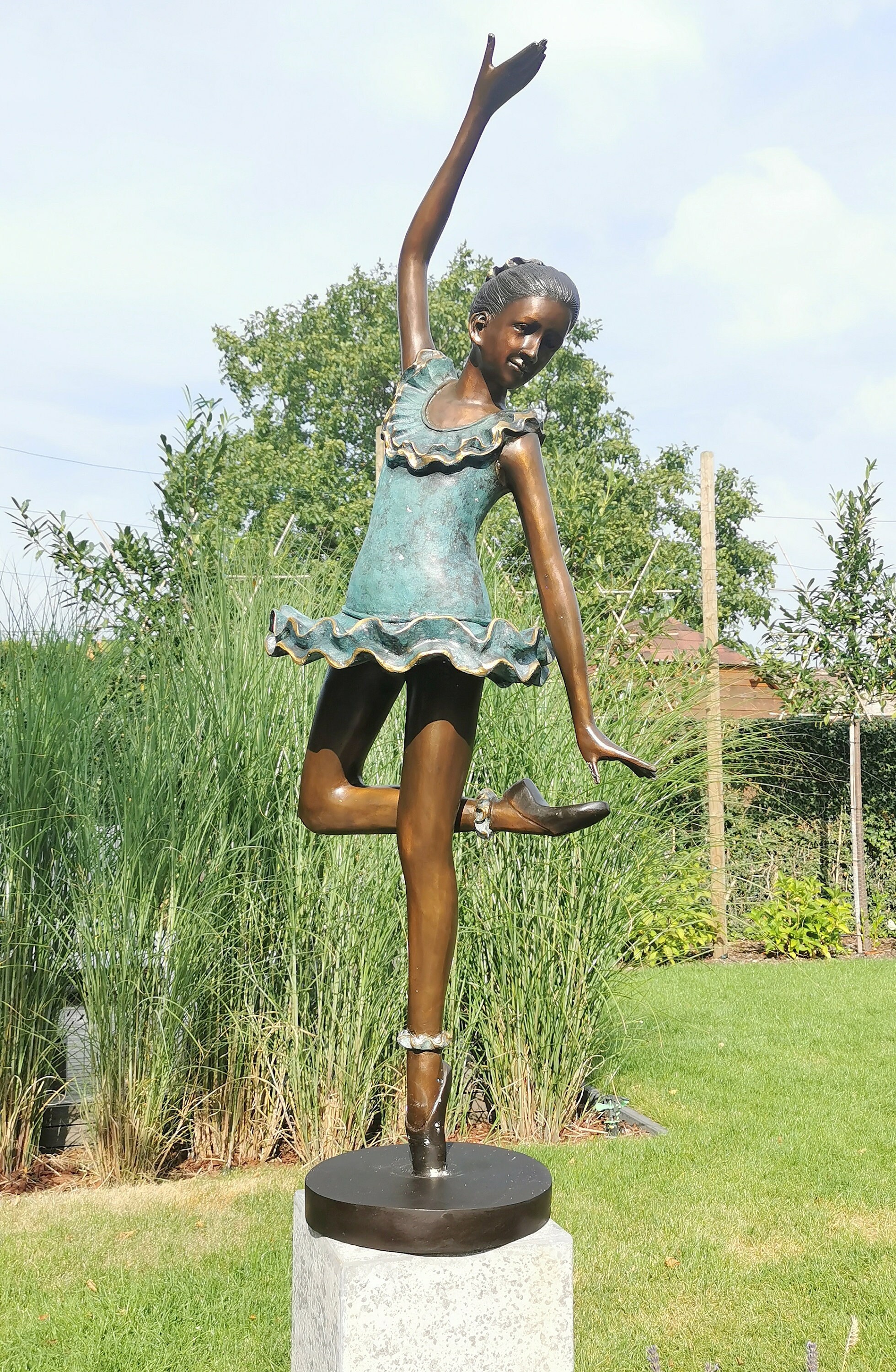 Lifelike bronze Ballerina 54 inches Yard art Bronze garden sculpture