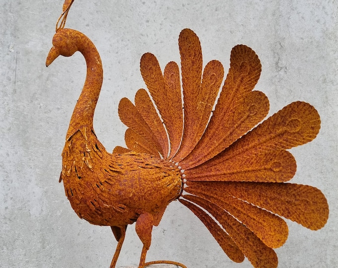 Beautiful iron peacock - Rusted metal peacock - Rustic and rural garden decoration - metal animals - Garden gift idea