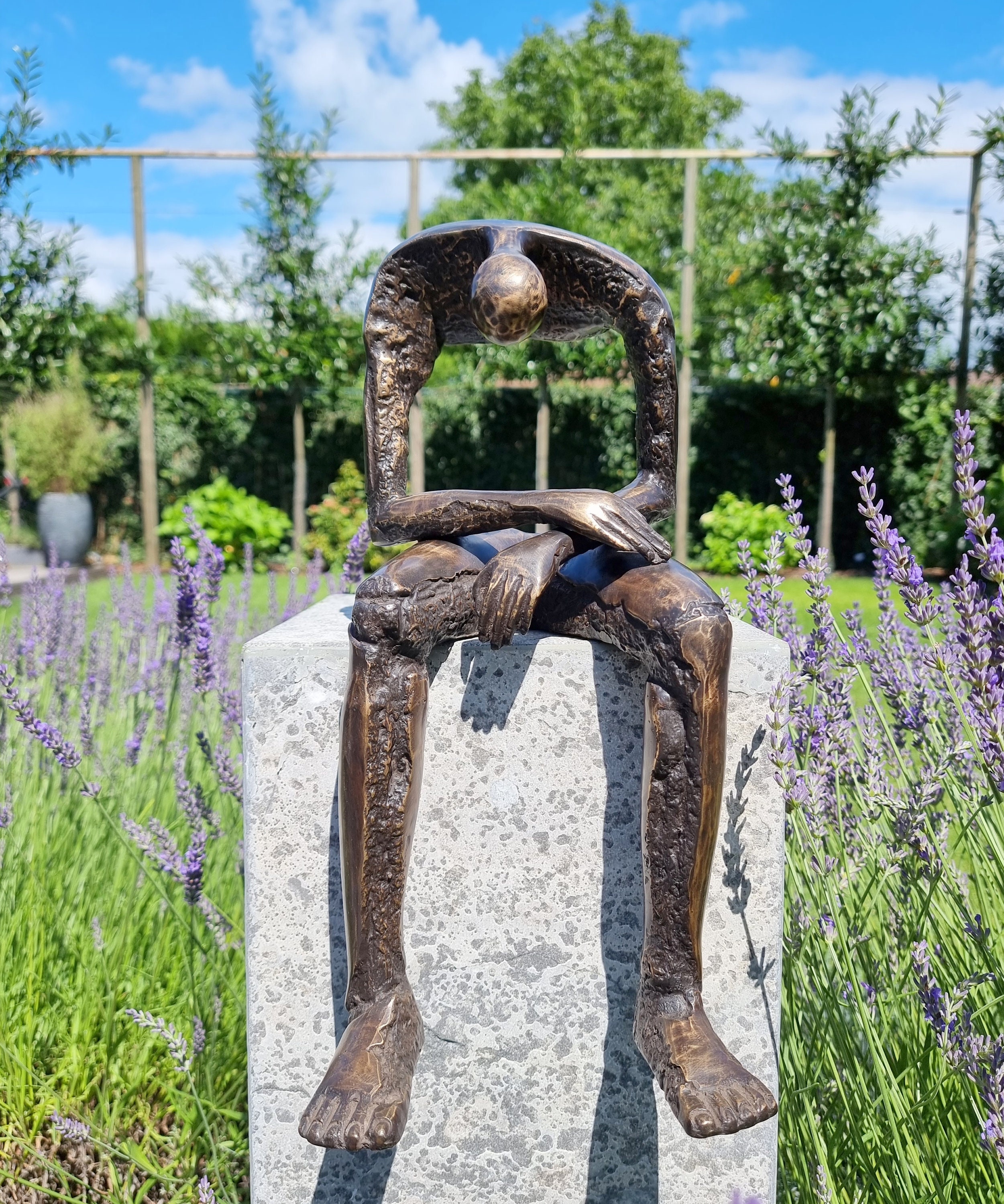 Modernist Bronze Sculpture Seated Bronze human Seated Giant