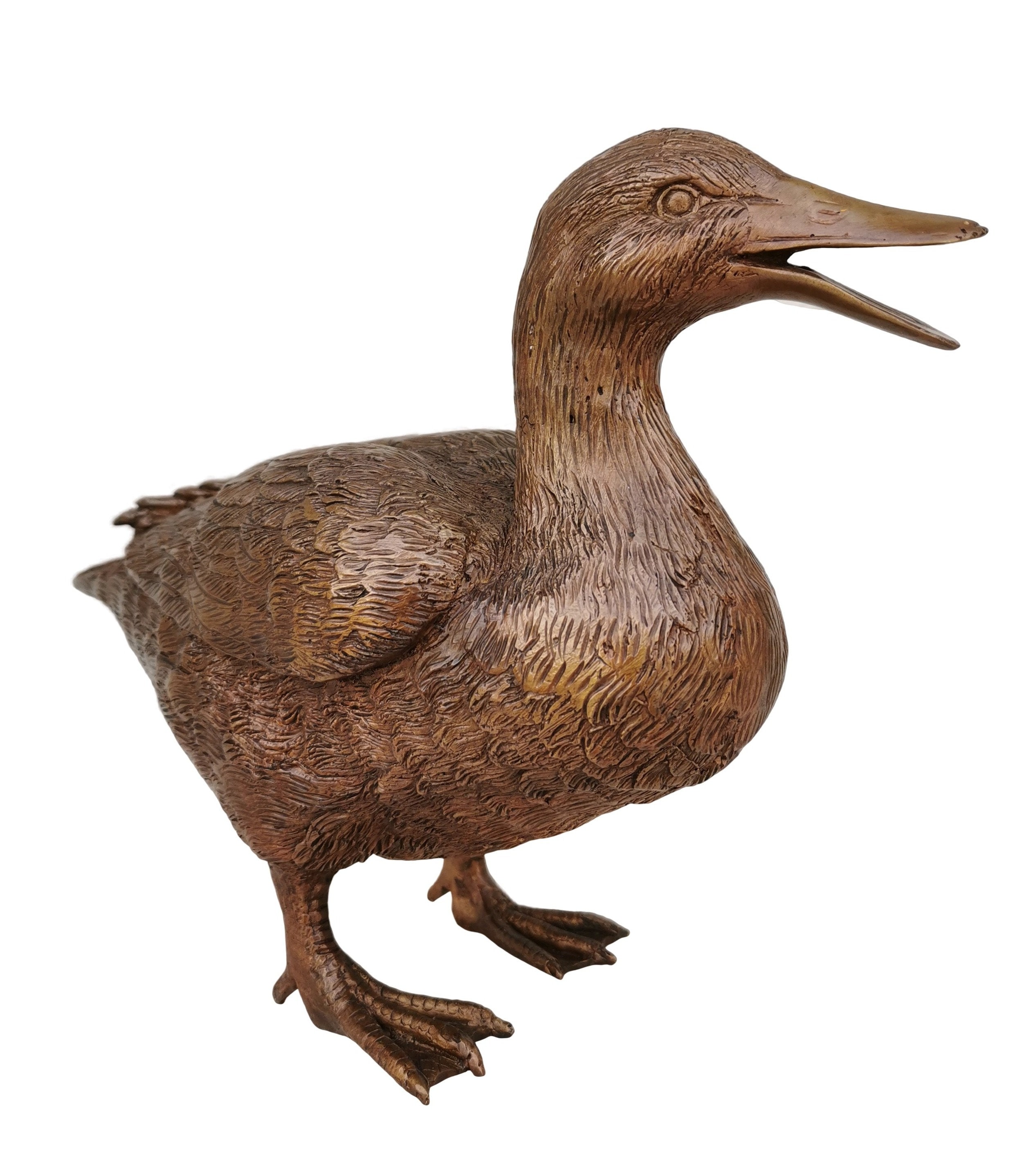 Bronze sculpture of a duck