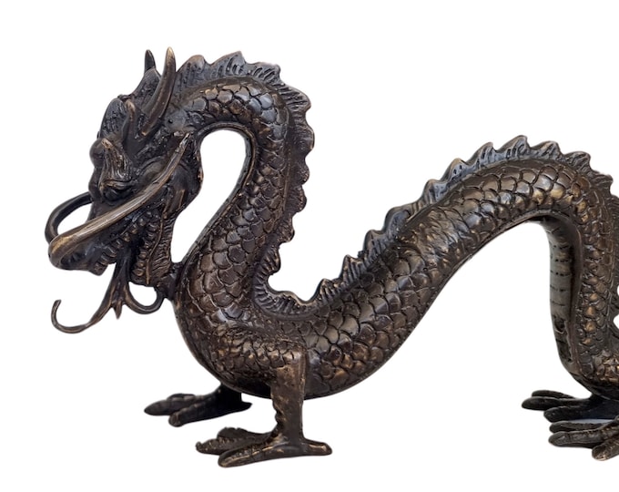 Bronze Chinese dragon - dragon of luck and prosperity - Oriental decoration - Oriental decor - Dragon figures - Dragon bronze