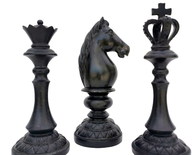 3 Large Decorative Chess Pieces 13 Inches Etsy