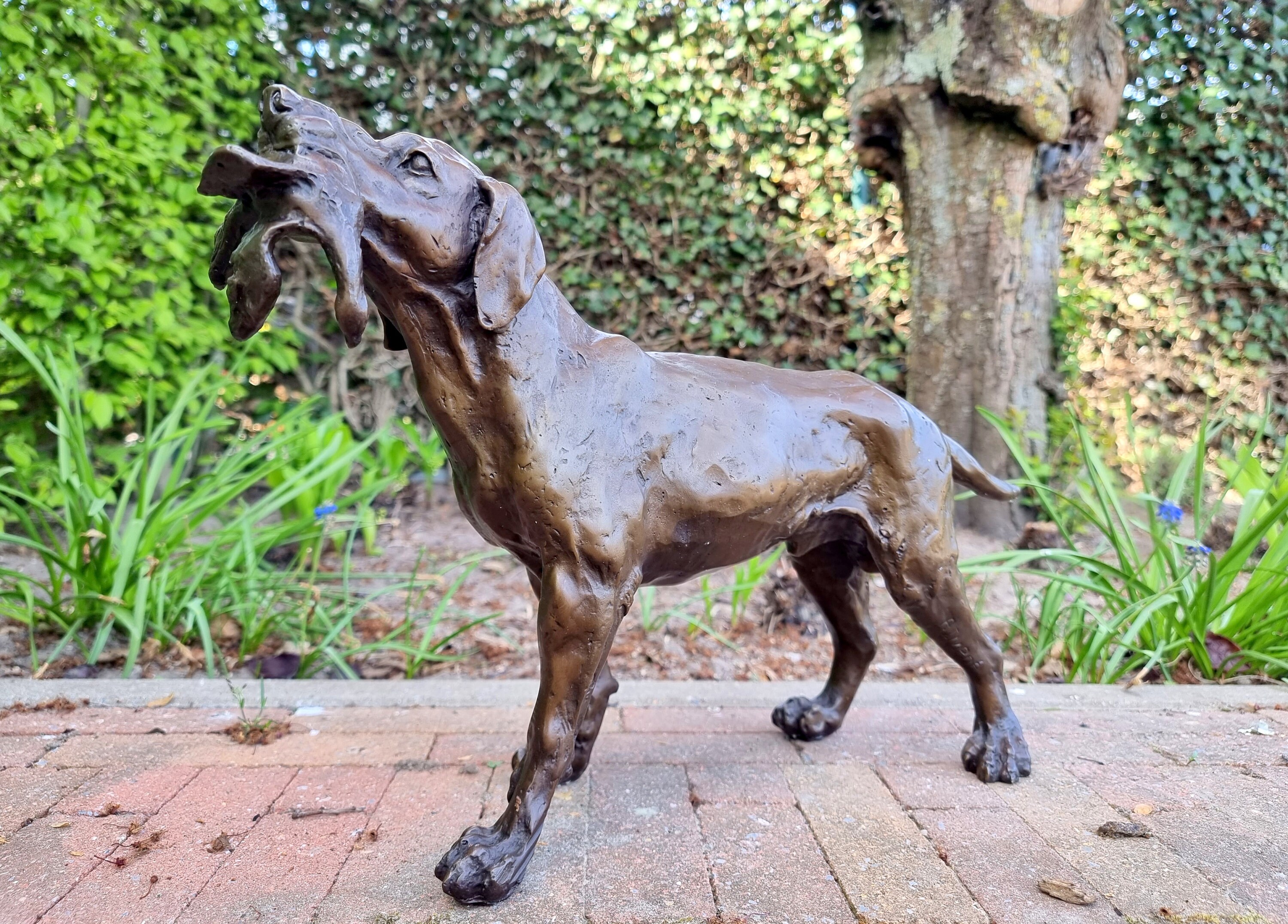 Bronze hunting dog Freestanding bronze sculpture