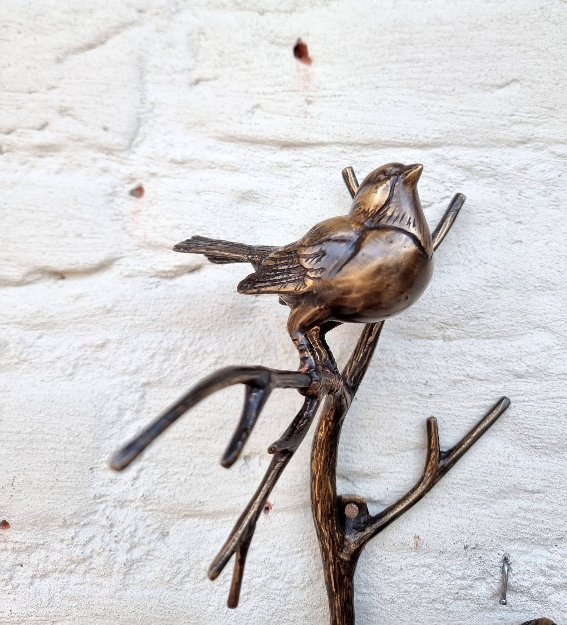 Bronze wall decor Birds on a twig Wall sculptures Bronze wall art