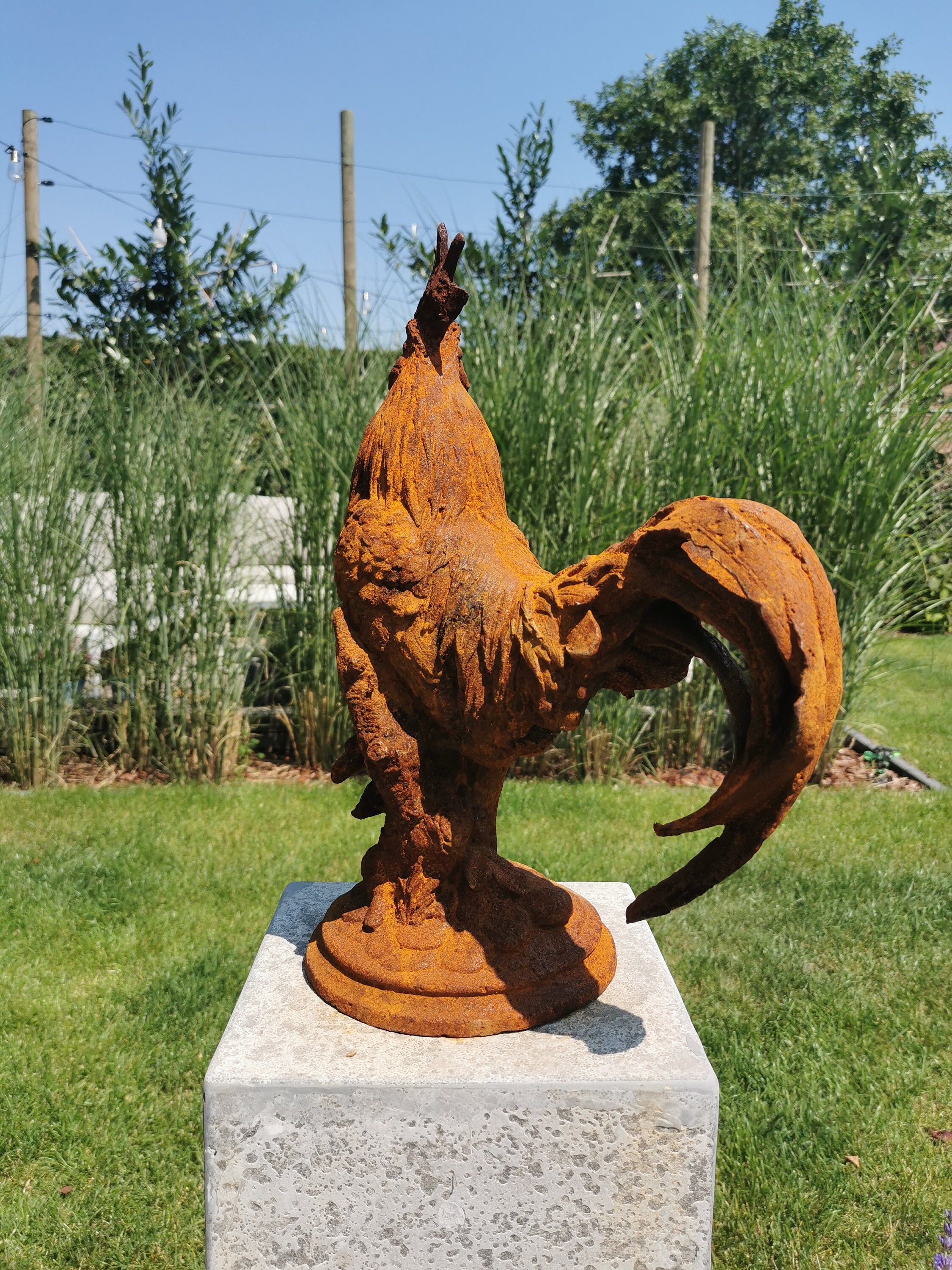Large Cast iron rooster Garden statue Cast iron garden sculptures