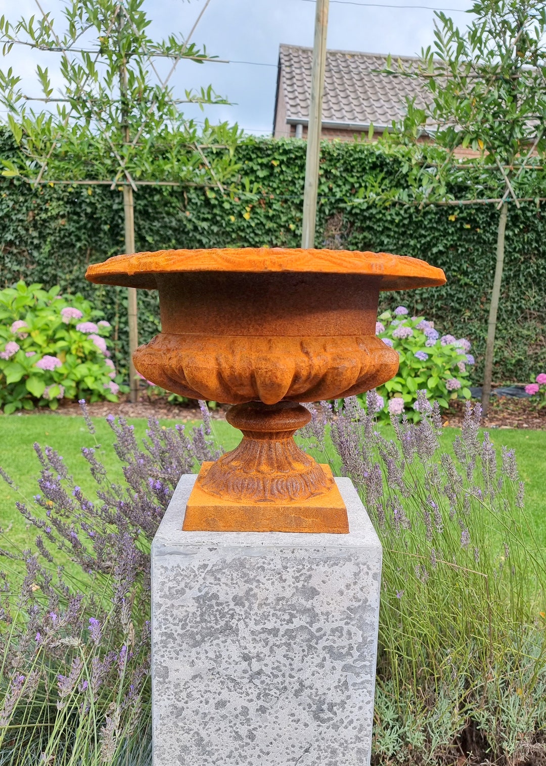 Cast Iron Flower Pot Garden Vase Cast Iron Jardinière 17 Inches Etsy