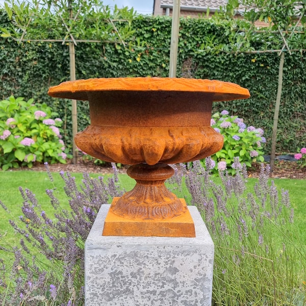 Pot de fleurs en fonte - Vase de jardin - jardinière en fonte - 42 cm!