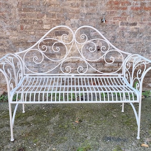 Wrought iron garden bench Patio bench Decorative garden bench image 3