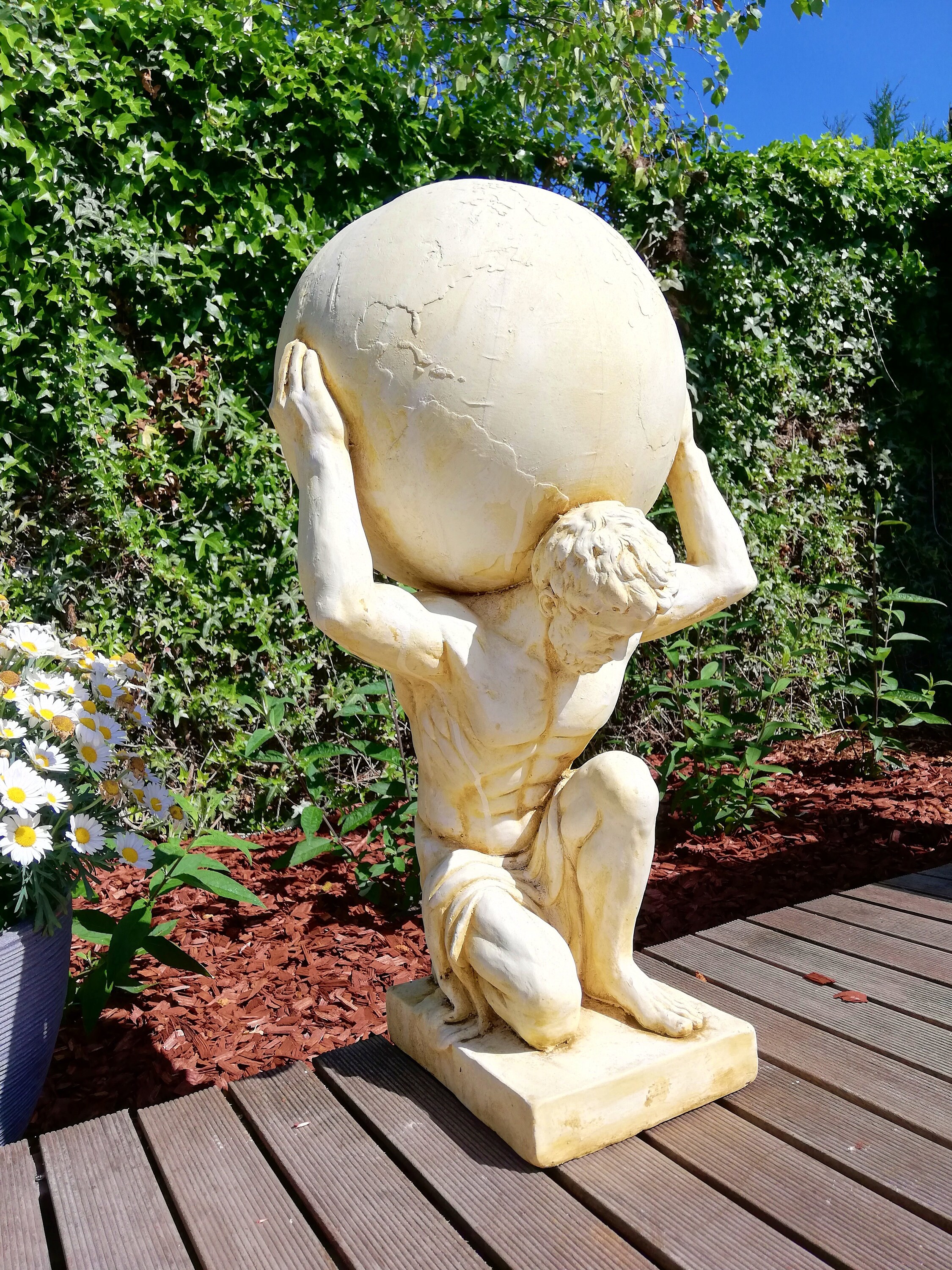 Phenomenal big statue of Atlas Garden sculpture