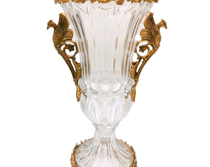Crystal vase with bronze ornaments - Luxury crystal vase